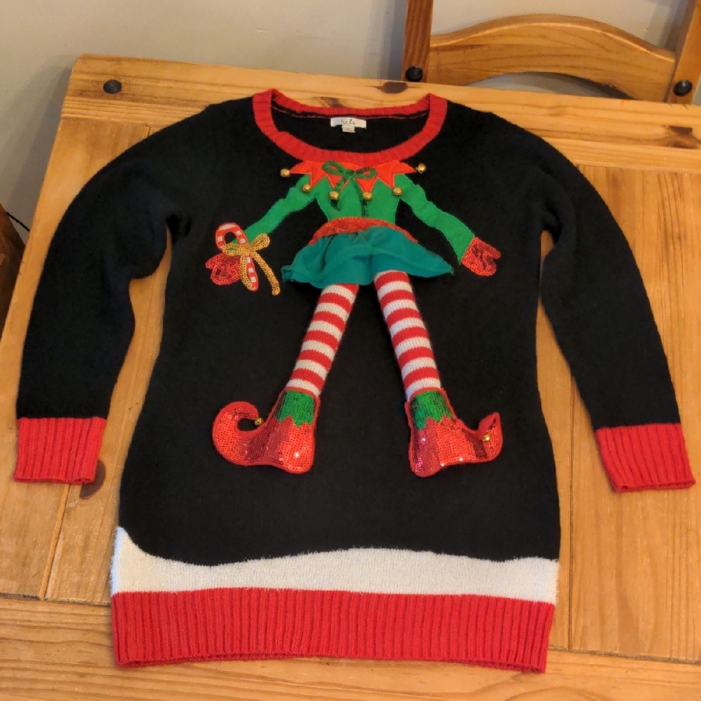Isela Christmas Elf Sweater Dress, Size Medium